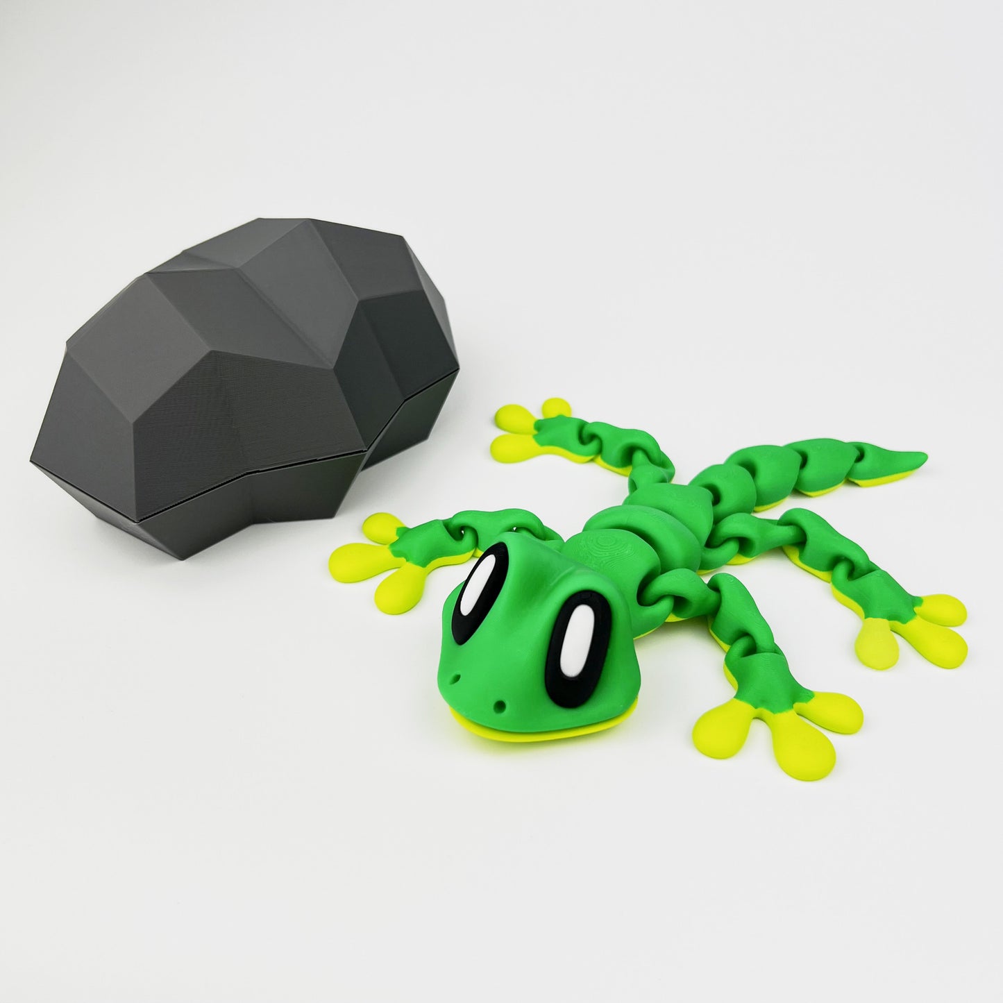 Figurina Gecko 3D Magnetic cu Ascunzatoare, Verde, Flexibil 18Cm