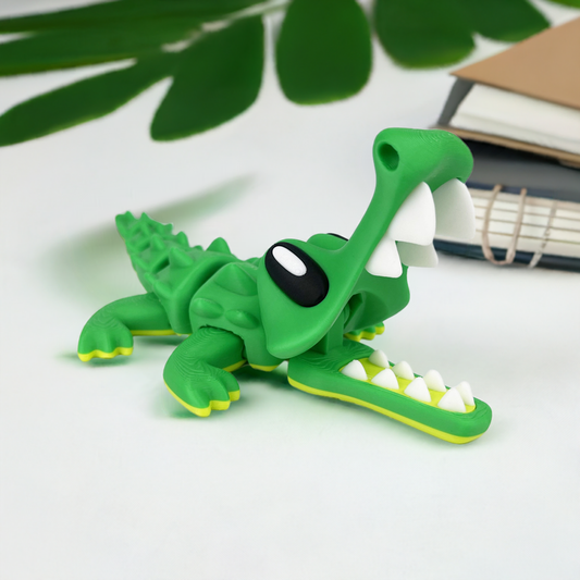 Figurina Crocodil 3D, Verde, Flexibil 21Cm