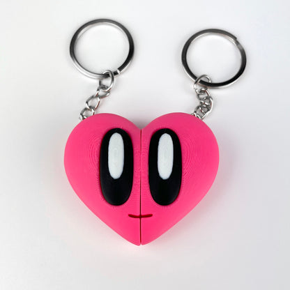 Set Brelocuri Inima Valentine's Day / Ziua Indragostitilor cu Magnet, 3D, Roz