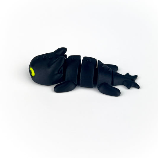 Figurina Dragon Baby Toothless - How To Train Your Dragon 3D, Negru, Flexibil, 8cm