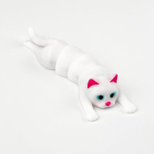 Figurina Pisica Alba 3D, Flexibil, 8cm