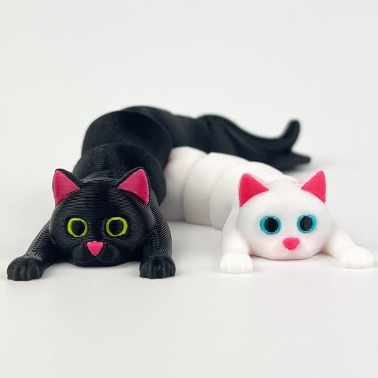Set Figurine 3D Pisici Yin & Yang – Flexibile, Alb & Negru