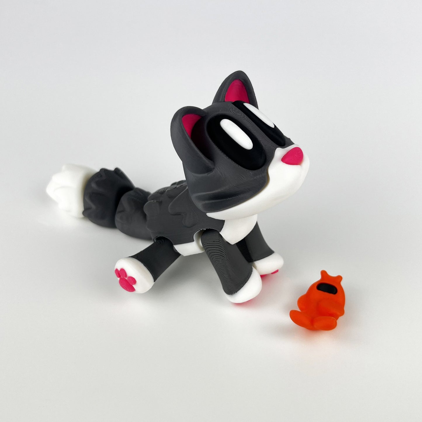Figurina Pisica 3D, Gri, Flexibil 15Cm