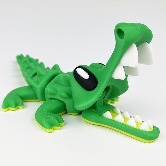 Figurina Crocodil 3D, Verde, Flexibil 21Cm