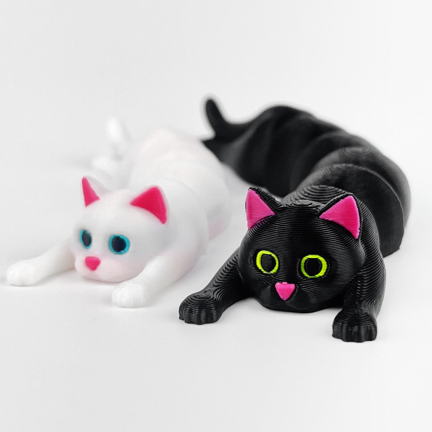 Set Figurine 3D Pisici Yin & Yang – Flexibile, Alb & Negru