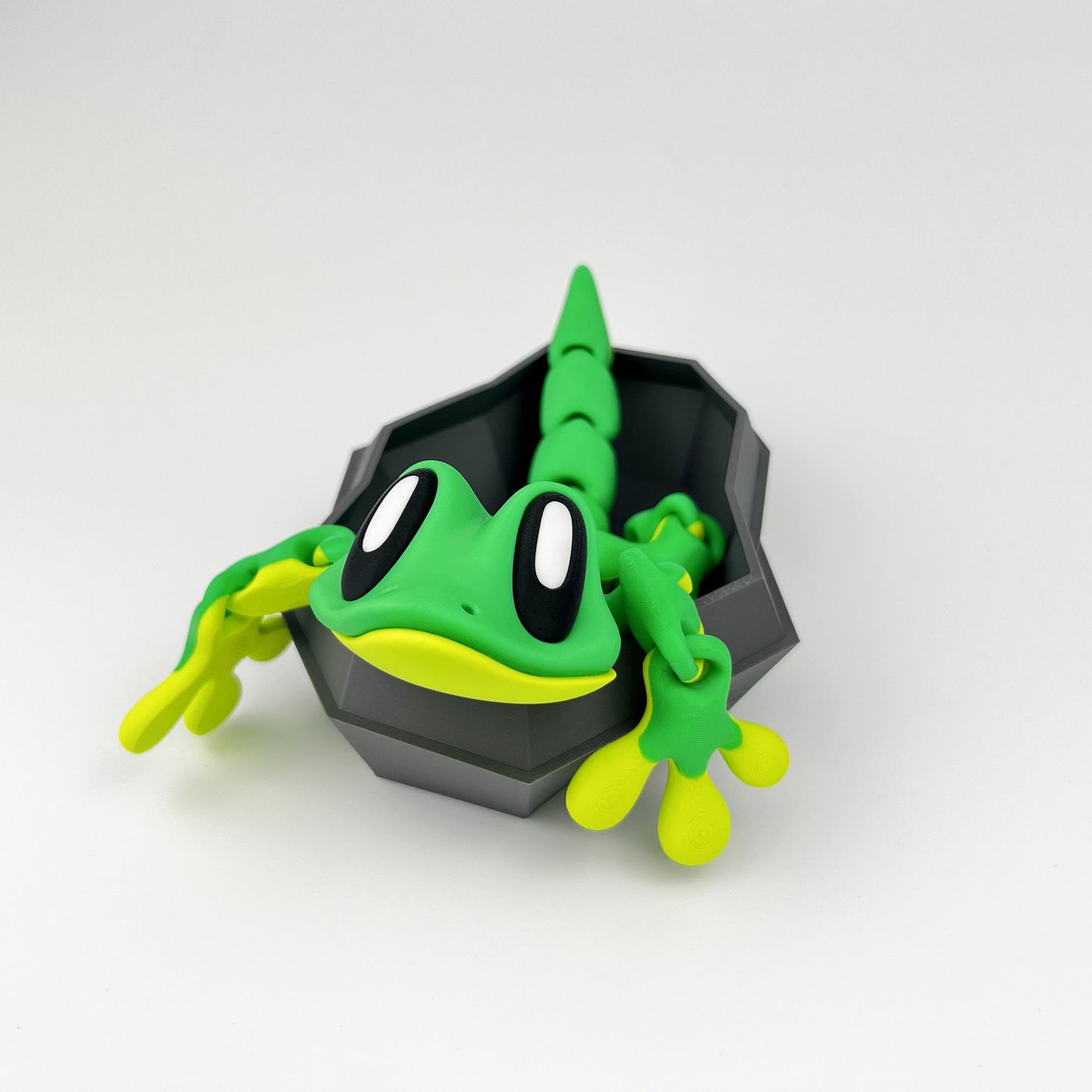 Figurina Gecko 3D Magnetic cu Ascunzatoare, Verde, Flexibil 18Cm