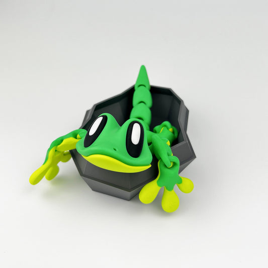 Figurina Gecko 3D Magnetic cu Ascunzatoare, Verde, Flexibil 18Cm