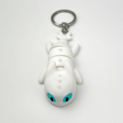 Breloc Dragon Baby Lightfury - How To Train Your Dragons 3D, Alb, Flexibil, 8cm