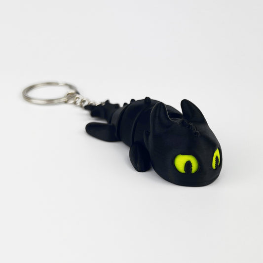 Breloc Dragon Baby Toothless - How To Train Your Dragon 3D, Negru, Flexibil, 8cm