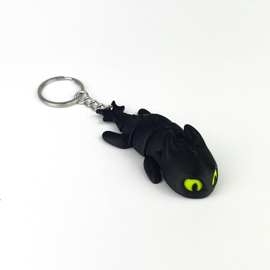 Breloc Dragon Baby Toothless - How To Train Your Dragon 3D, Negru, Flexibil, 8cm