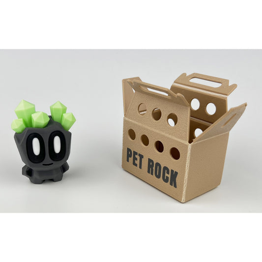 Figurina Pet Rock 3D, cu Cristale Fosforescente si Cutie de Depozitare