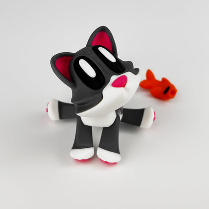 Figurina Pisica 3D, Gri, Flexibil 15Cm