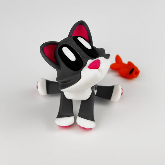 Figurina Pisica 3D, Gri, Flexibil 15Cm
