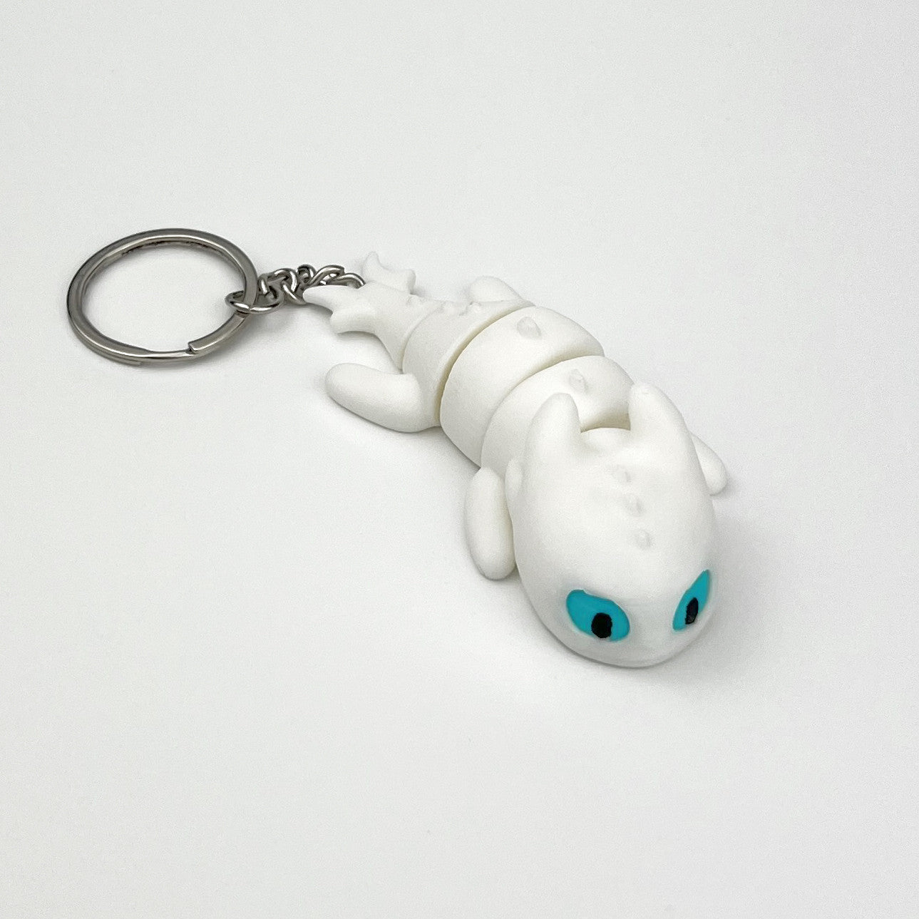 Breloc Dragon Baby Lightfury - How To Train Your Dragons 3D, Alb, Flexibil, 8cm