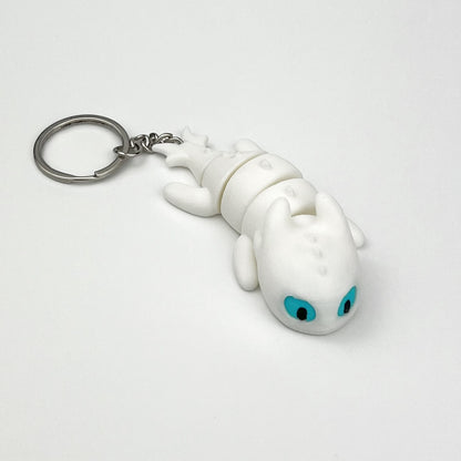 Breloc Dragon Baby Lightfury - How To Train Your Dragons 3D, Alb, Flexibil, 8cm