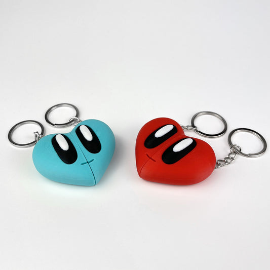 Set Brelocuri Inima Valentine's Day / Ziua Indragostitilor cu Magnet, 3D, Rosu si Albastru