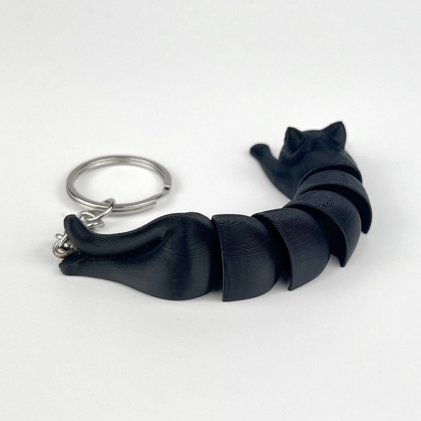 Breloc Pisica 3D, Neagra, Flexibil 10Cm