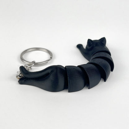 Breloc Pisica 3D, Neagra, Flexibil 10Cm