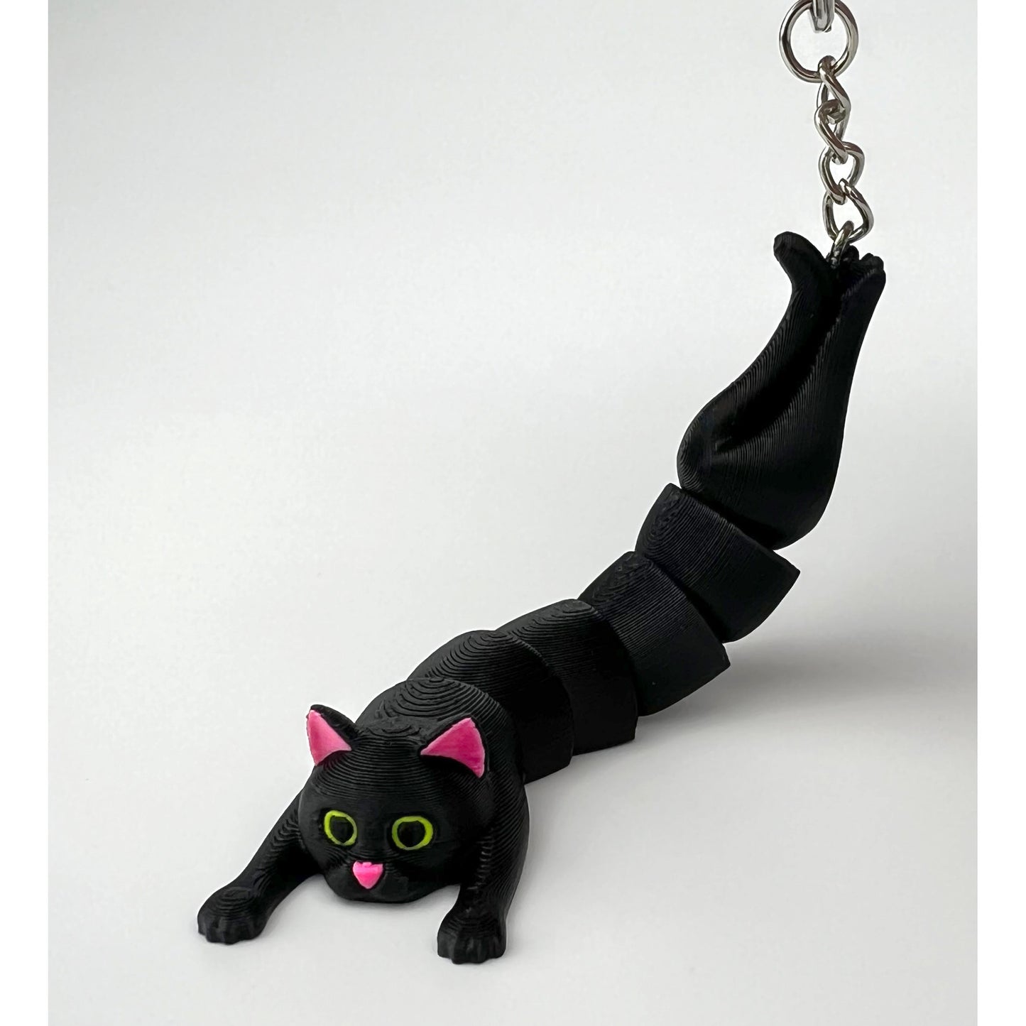 Breloc Pisica 3D, Neagra, Flexibil 10Cm