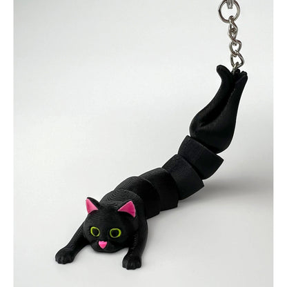 Breloc Pisica 3D, Neagra, Flexibil 10Cm