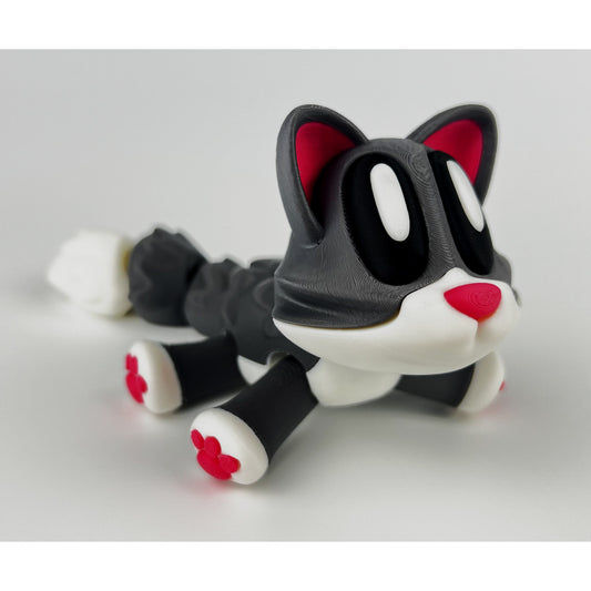 Figurina Pisica 3D, Gri, Flexibil 15Cm