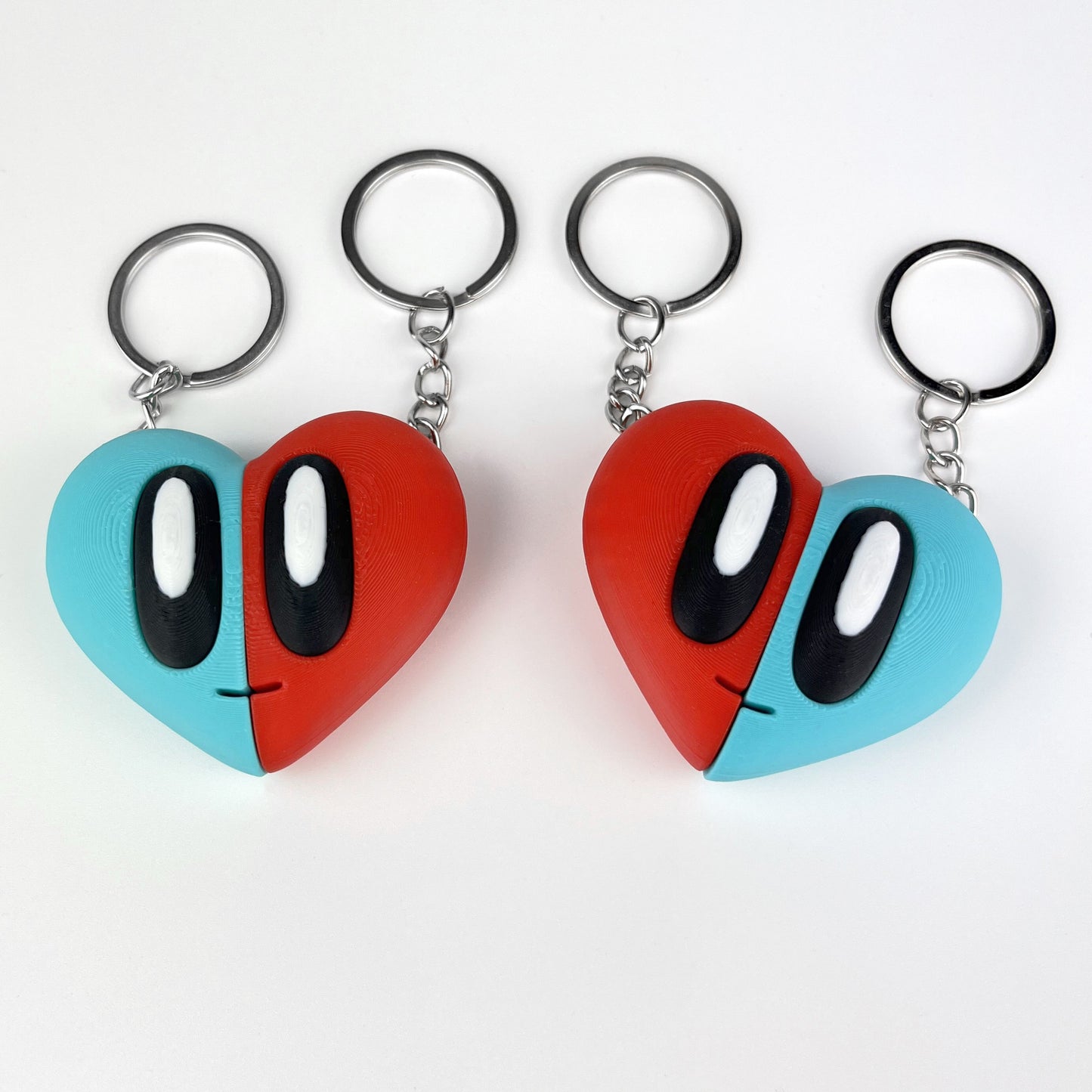 Set Brelocuri Inima Valentine's Day / Ziua Indragostitilor cu Magnet, 3D, Rosu si Albastru