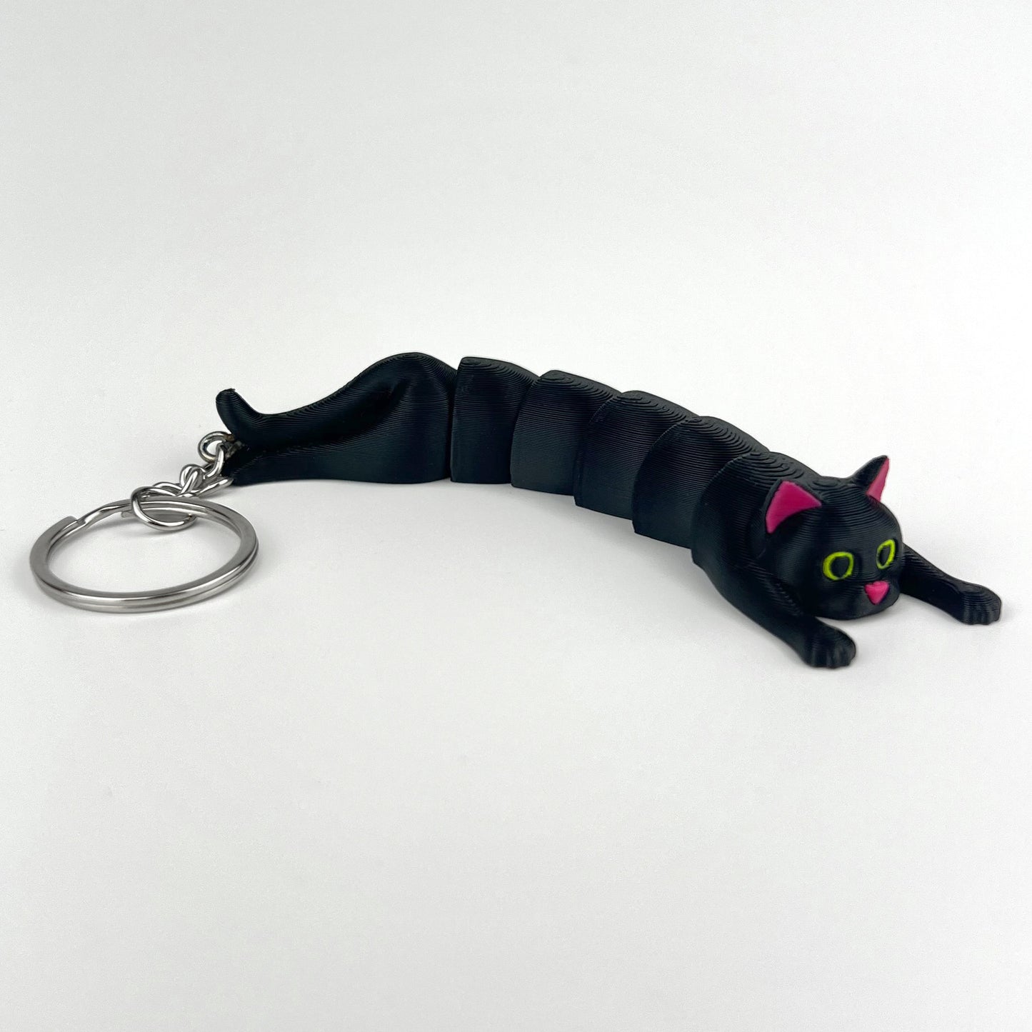 Breloc Pisica 3D, Neagra, Flexibil 10Cm