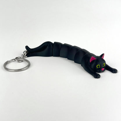 Breloc Pisica 3D, Neagra, Flexibil 10Cm