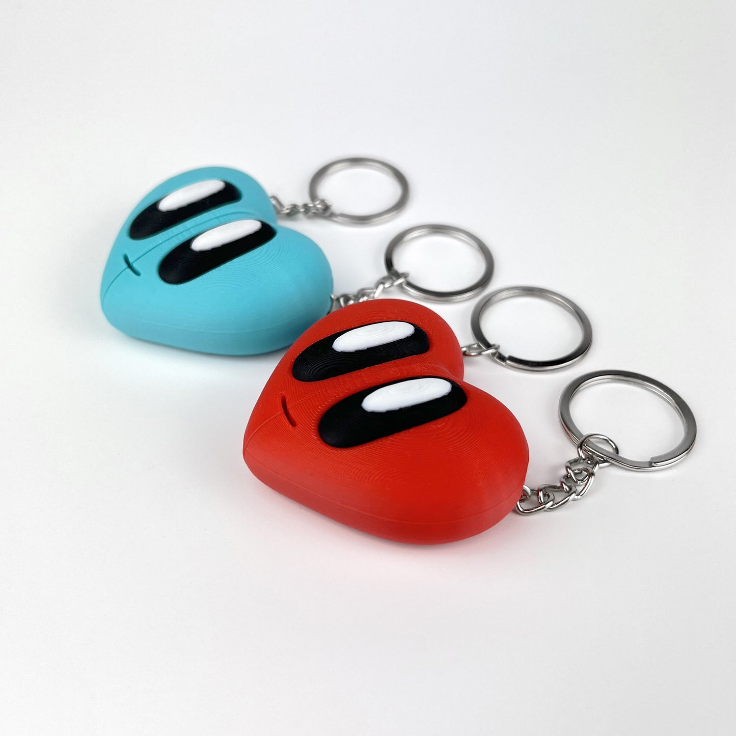 Set Brelocuri Inima Valentine's Day / Ziua Indragostitilor cu Magnet, 3D, Rosu si Albastru