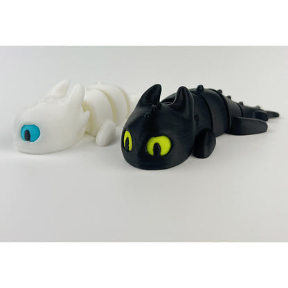 Set Figurine 3D Baby Dragons Toothless si LightFury – How to Train Your Dragon, 8 cm