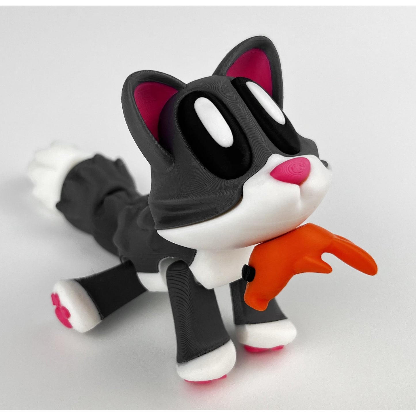 Figurina Pisica 3D, Gri, Flexibil 15Cm