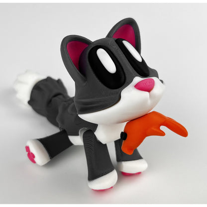 Figurina Pisica 3D, Gri, Flexibil 15Cm