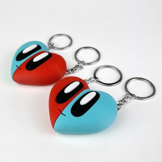 Set Brelocuri Inima Valentine's Day / Ziua Indragostitilor cu Magnet, 3D, Rosu si Albastru