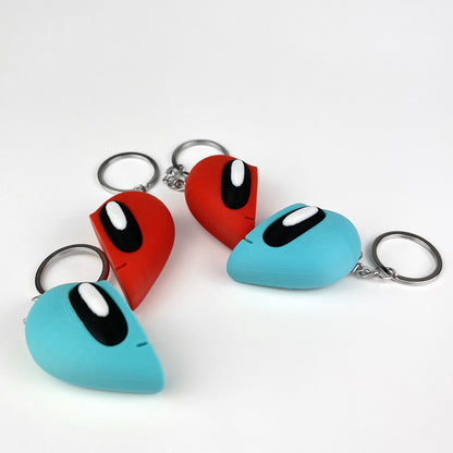 Set Brelocuri Inima Valentine's Day / Ziua Indragostitilor cu Magnet, 3D, Rosu si Albastru