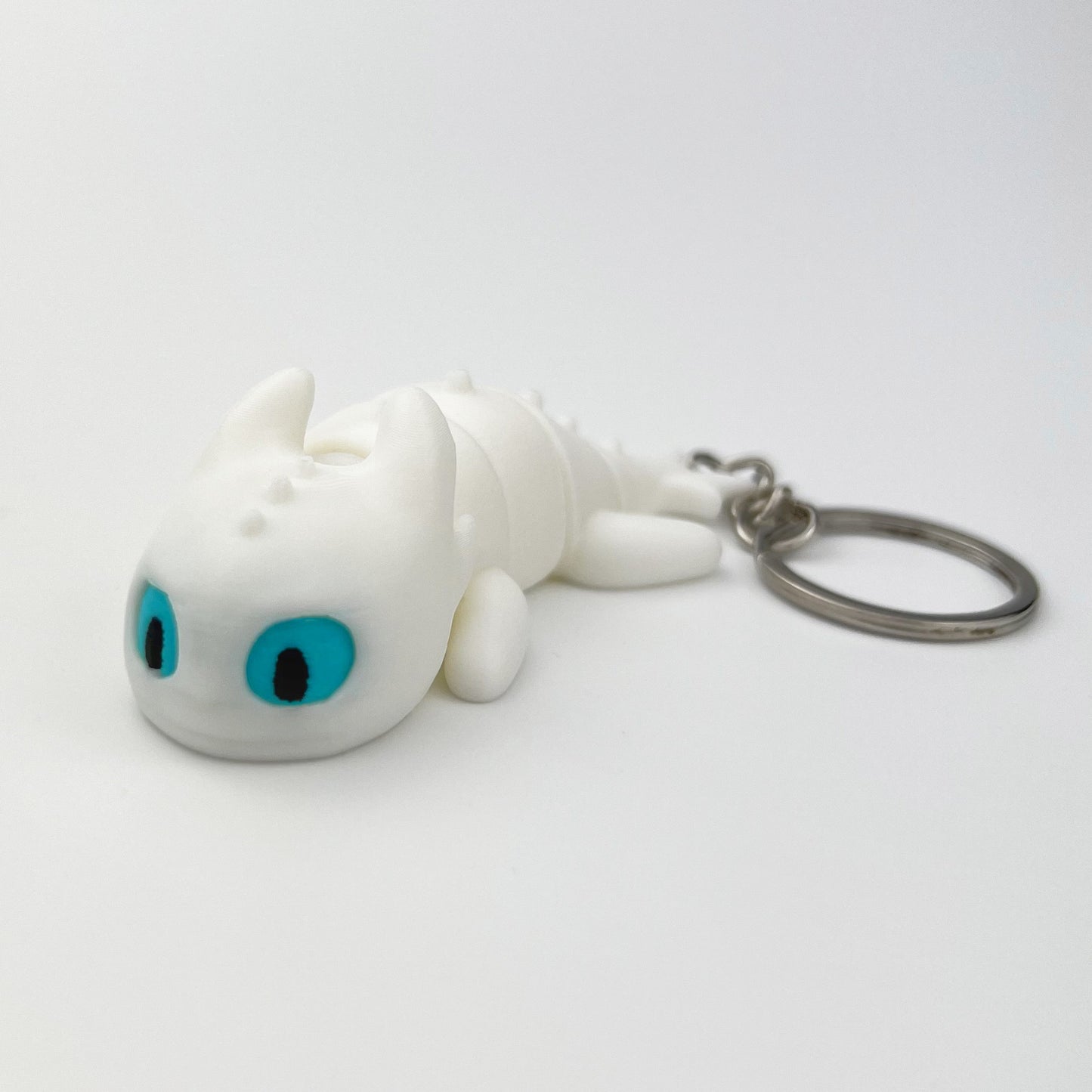 Breloc Dragon Baby Lightfury - How To Train Your Dragons 3D, Alb, Flexibil, 8cm