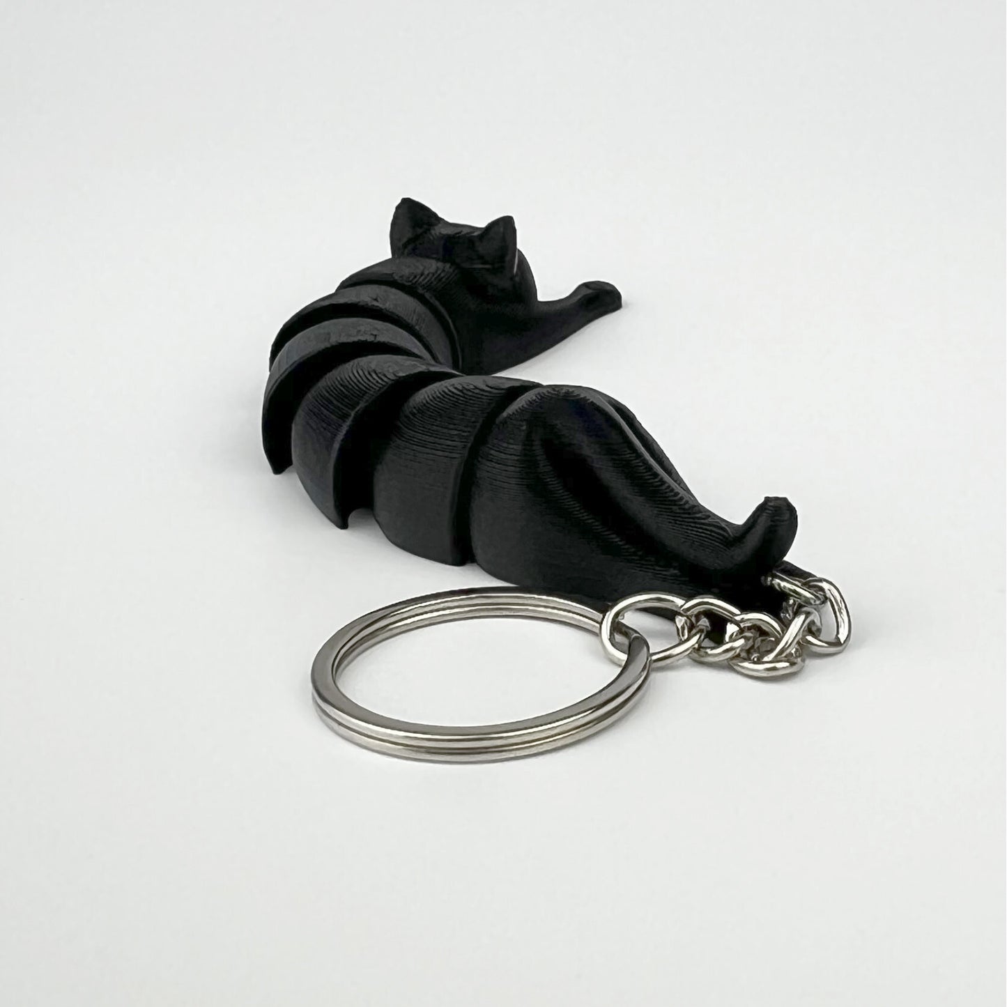 Breloc Pisica 3D, Neagra, Flexibil 10Cm