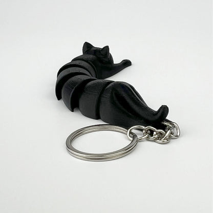 Breloc Pisica 3D, Neagra, Flexibil 10Cm