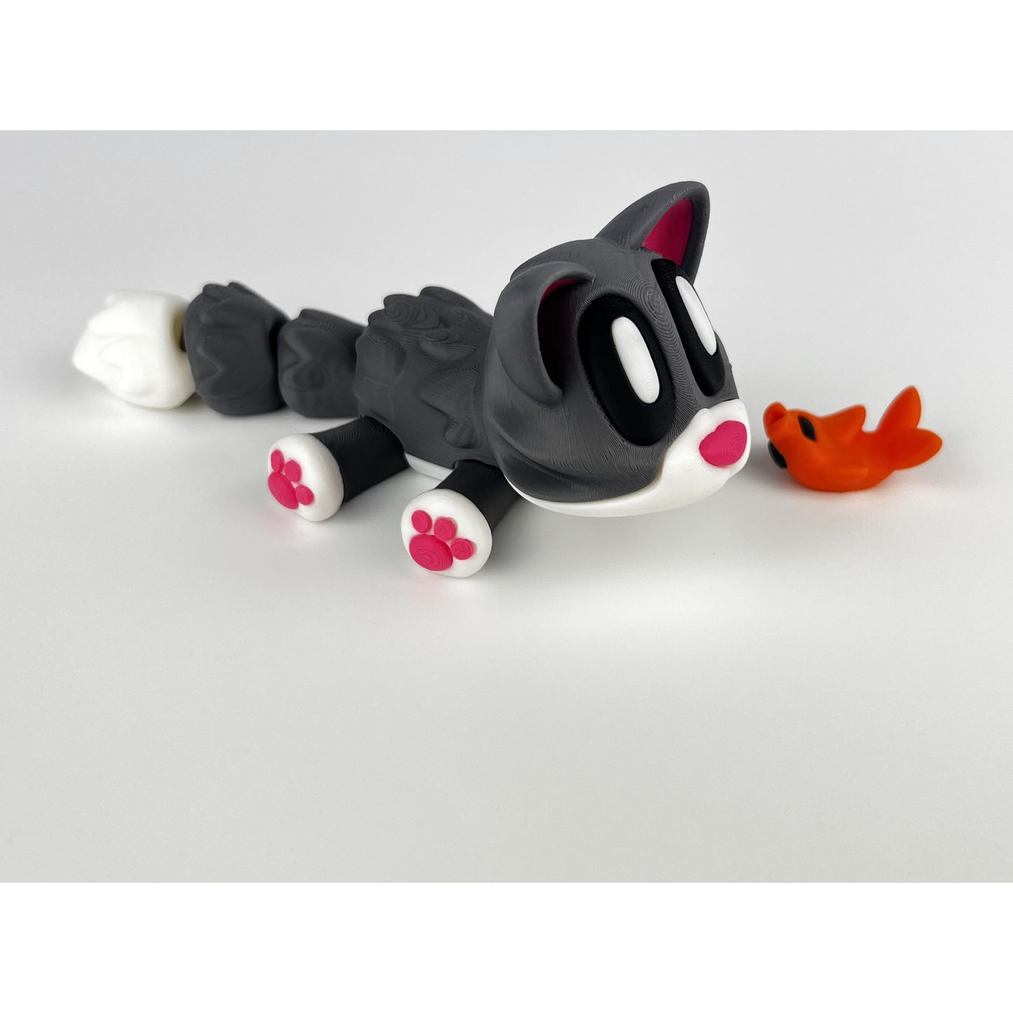 Figurina Pisica 3D, Gri, Flexibil 15Cm