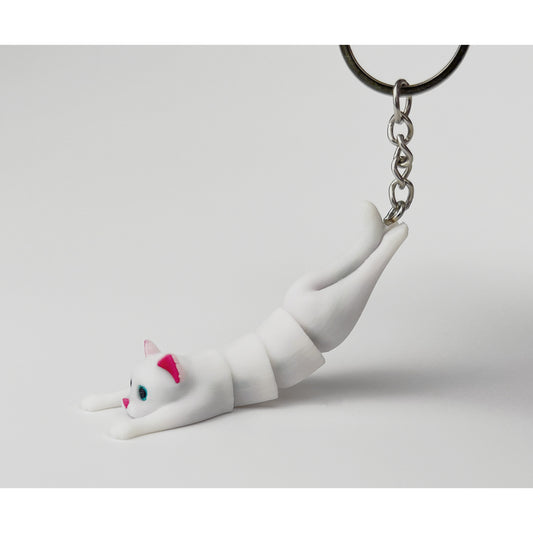 Breloc Pisica Alba 3D, Flexibil, 8cm