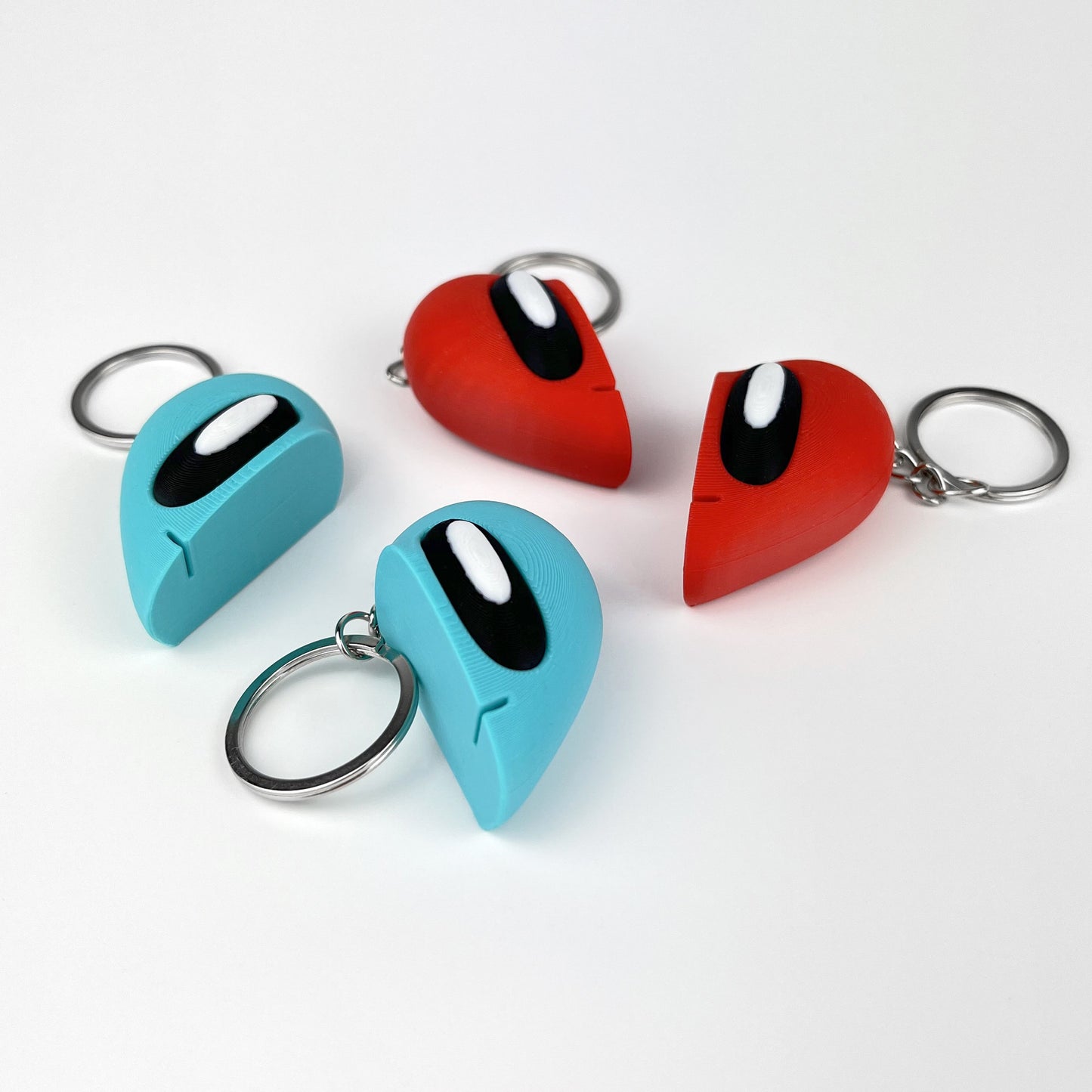 Set Brelocuri Inima Valentine's Day / Ziua Indragostitilor cu Magnet, 3D, Rosu si Albastru